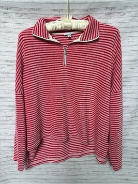 Splendid Striped Quarter Zip Knit Sweater